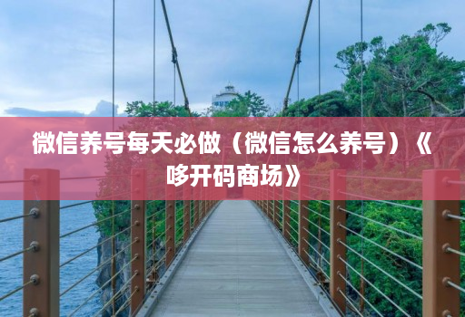 微信养号每天必做（微信怎么养号）《哆开码商场》