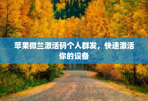 苹果微兰激活码个人群发，快速激活你的设备