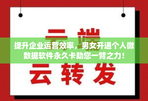 提升企业运营效率，男女开通个人微数据软件永久卡助您一臂之力！