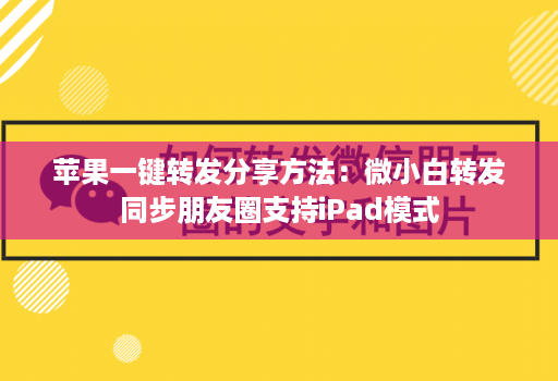 苹果一键转发分享方法：微小白转发同步朋友圈支持iPad模式