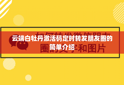 云端白牡丹激活码定时转发朋友圈的简单介绍