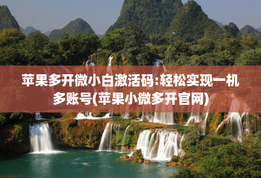 苹果多开微小白激活码:轻松实现一机多账号(苹果小微多开官网)