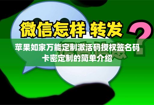 苹果如家万能定制激活码授权签名码卡密定制的简单介绍