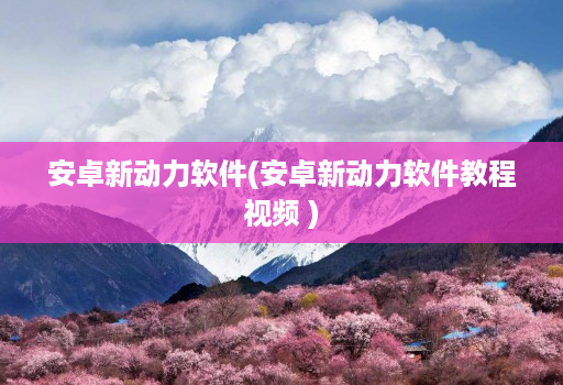 安卓新动力软件(安卓新动力软件教程视频 )