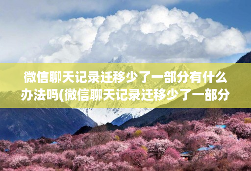 微信聊天记录迁移少了一部分有什么办法吗(微信聊天记录迁移少了一部分有什么办法吗 )