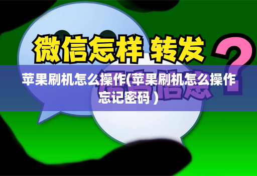 苹果刷机怎么操作(苹果刷机怎么操作忘记密码 )