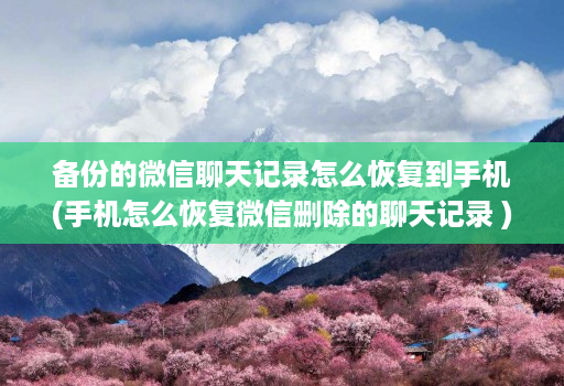 备份的微信聊天记录怎么恢复到手机(手机怎么恢复微信删除的聊天记录 )