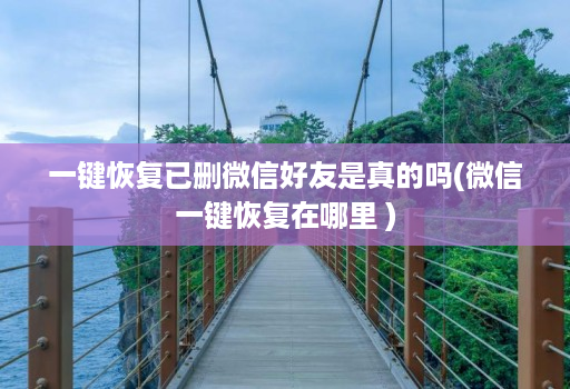 一键恢复已删微信好友是真的吗(微信一键恢复在哪里 )
