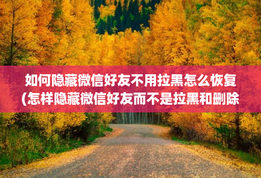 如何隐藏微信好友不用拉黑怎么恢复(怎样隐藏微信好友而不是拉黑和删除 )