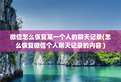 微信怎么恢复某一个人的聊天记录(怎么恢复微信个人聊天记录的内容 )