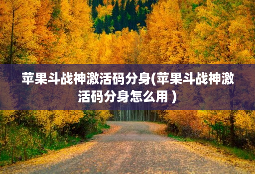 苹果斗战神激活码分身(苹果斗战神激活码分身怎么用 )