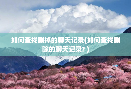 如何查找删掉的聊天记录(如何查找删除的聊天记录? )