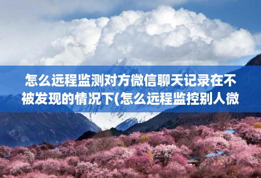 怎么远程监测对方微信聊天记录在不被发现的情况下(怎么远程监控别人微信聊天记录 )