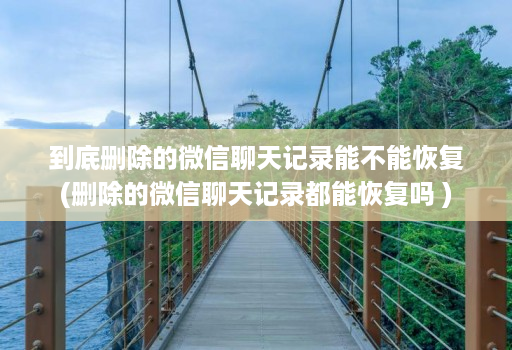 到底删除的微信聊天记录能不能恢复(删除的微信聊天记录都能恢复吗 )