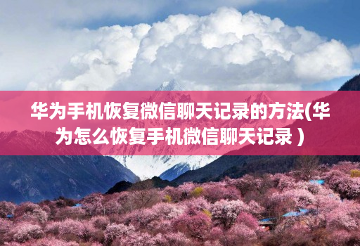 华为手机恢复微信聊天记录的方法(华为怎么恢复手机微信聊天记录 )