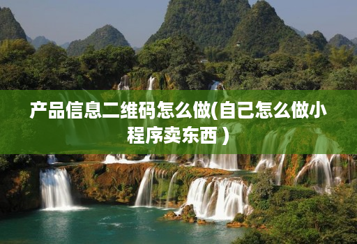 产品信息二维码怎么做(自己怎么做小程序卖东西 )