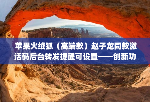  苹果火绒狐（高端款）赵子龙同款激活码后台转发提醒可设置——创新功能让您的使用更加轻松！