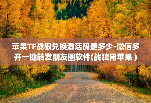 苹果TF战狼兑换激活码是多少-微信多开一键转发朋友圈软件(战狼用苹果 )