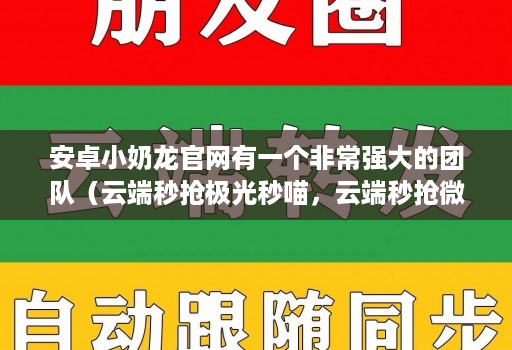 安卓小奶龙官网有一个非常强大的团队（云端秒抢极光秒喵，云端秒抢微利秒，云端秒抢吉祥云）