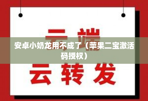 安卓小奶龙用不成了（苹果二宝激活码授权）