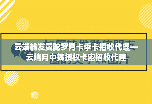 云端转发曼陀罗月卡季卡招收代理—云端月中舞授权卡密招收代理