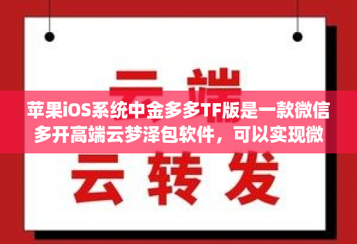 苹果iOS系统中金多多TF版是一款微信多开高端云梦泽包软件，可以实现微信分身功能